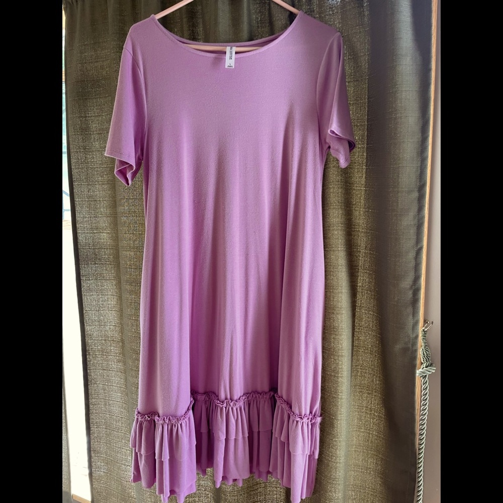 Womens tee shirt dress with ruffle hem